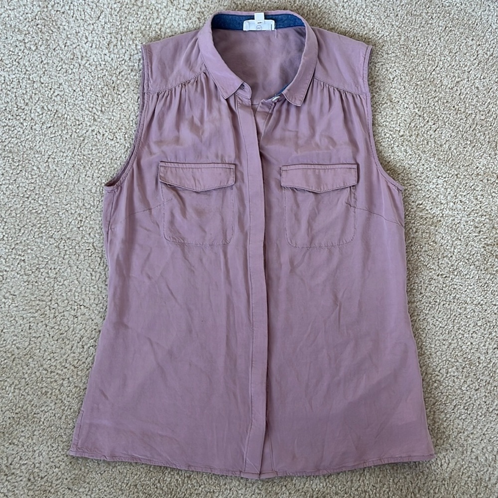 AG Adriano Goldschmied Sleeveless Button-Up Blouse Top Shirt Women's Pink Small